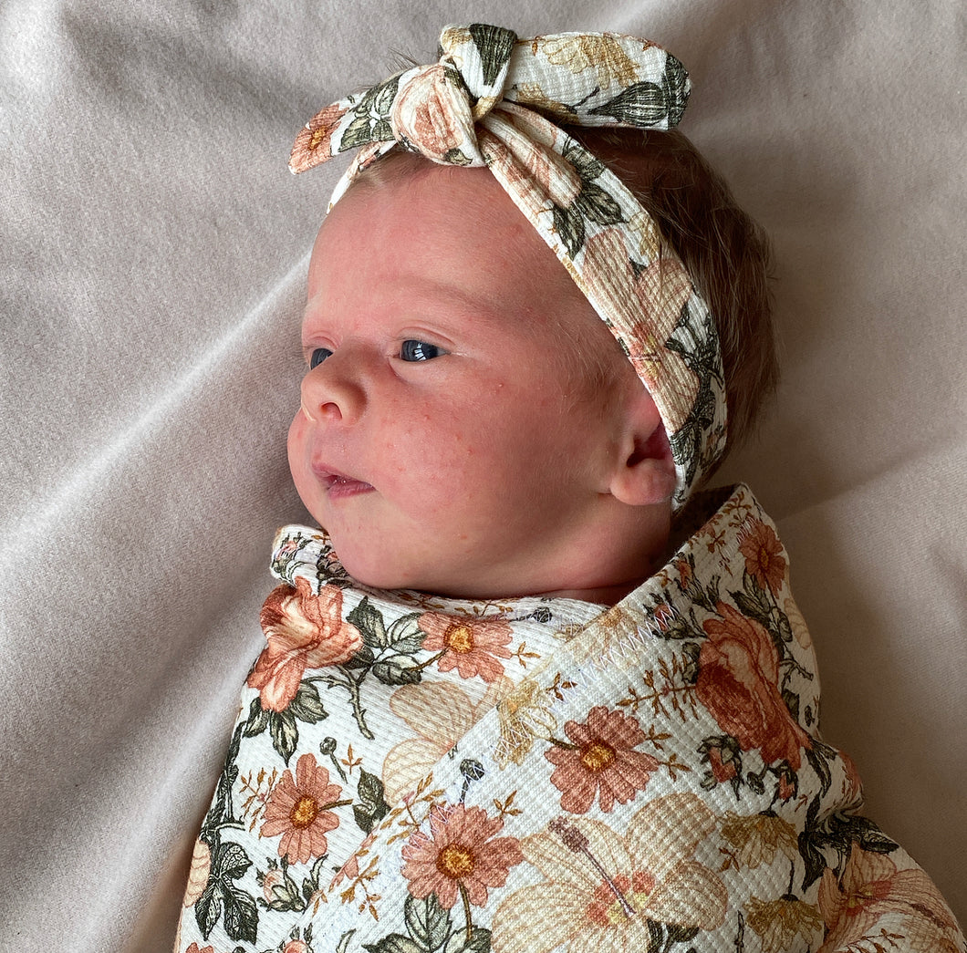 ENGLISH ROSE - Jersey Waffle Swaddle